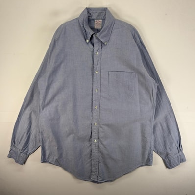 古着 ブルックスブラザーズ Brooks Brothers USA製 長袖シャツ Makers USA製 M ブルー系 無地 メンズ