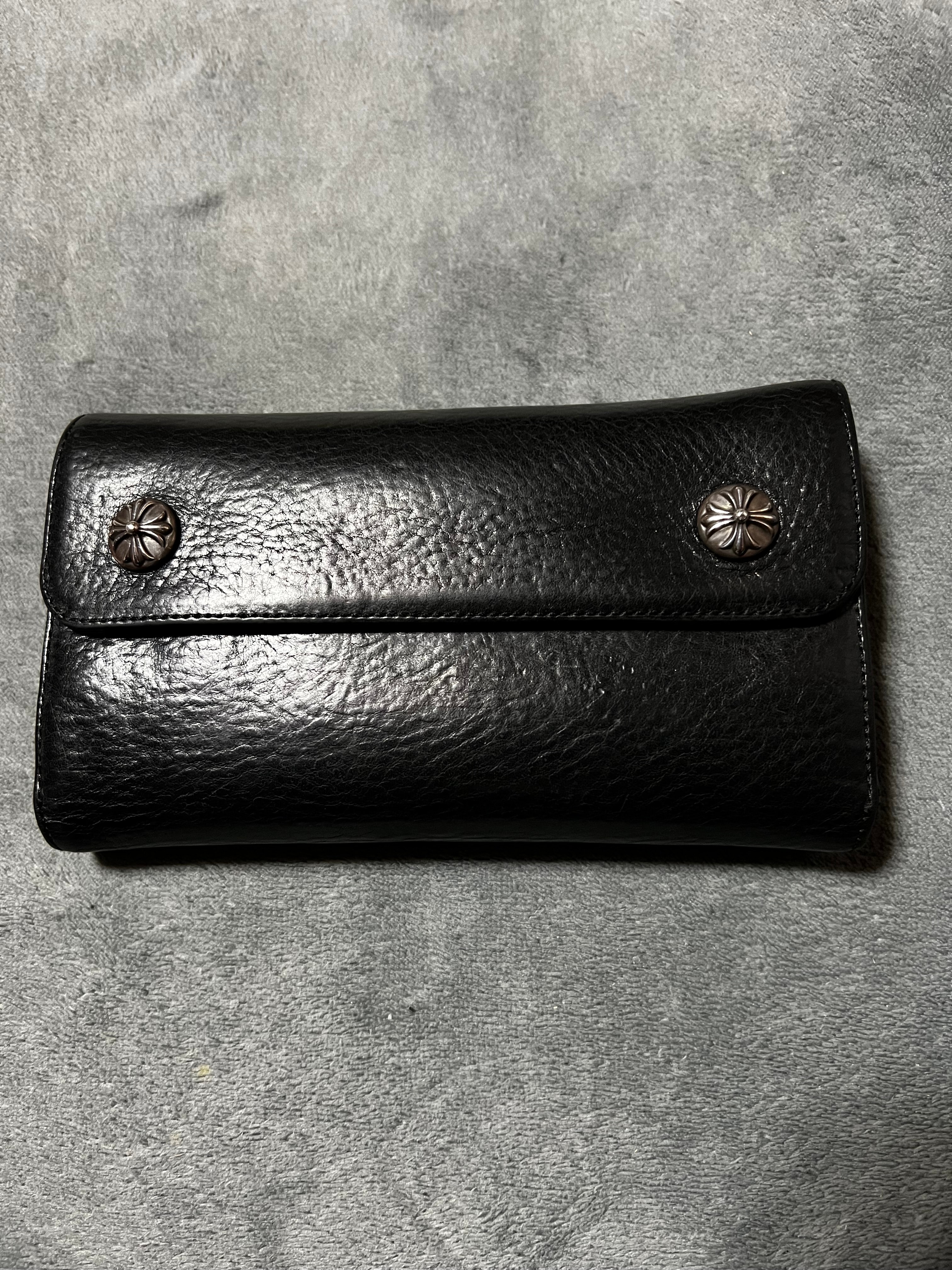 クロムハーツ ウェーブ ウォレット レザー "ブラック"