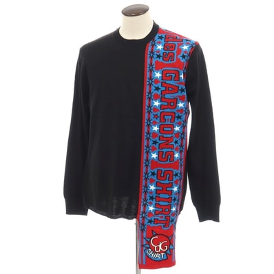 【中古】コムデギャルソンシャツ COMME des GARCONS SHIRT 2025年秋冬 アクリルウールナイロン クルーネック プルオーバーニット ブラック【サイズXL】【メンズ】