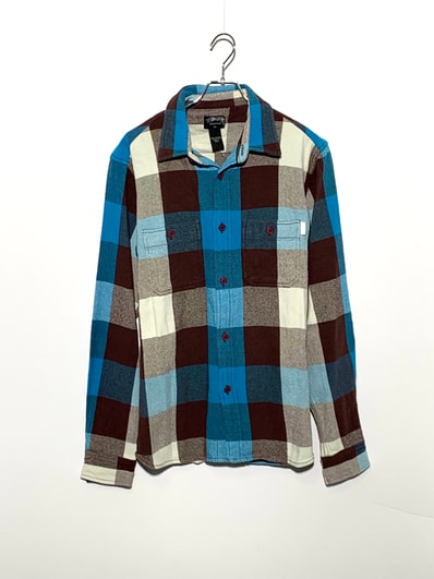 STUSSY Old flannel shirt jacket brown×Blue