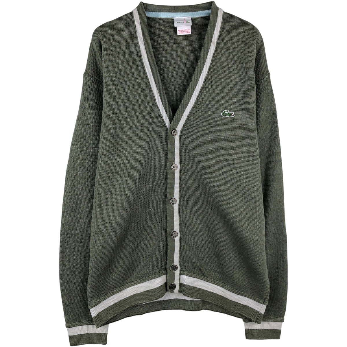 古着 ラコステ LACOSTE 6 アクリルニットカーディガン フランス製 メンズL相当/eaa607665