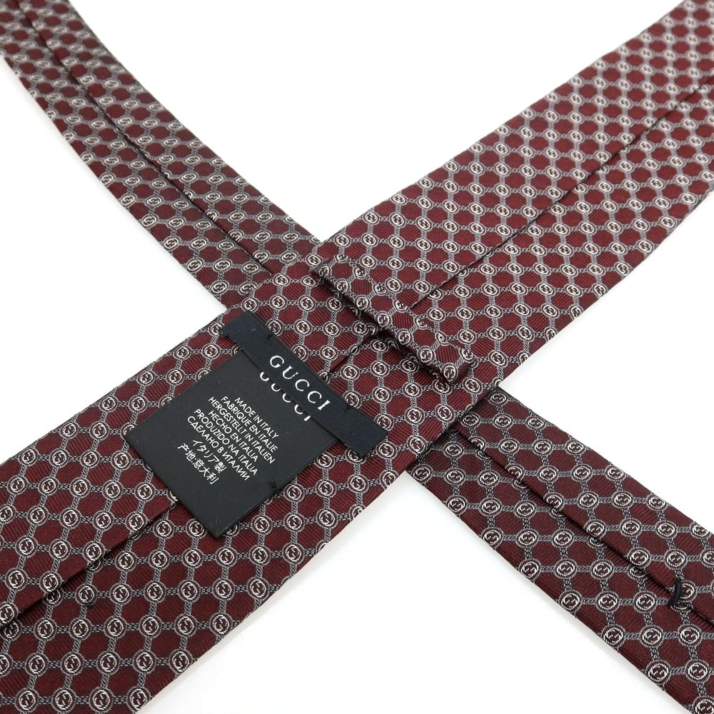 A (未使用に近い)】【中古】グッチ GUCCI シルク GGパターン ネクタイ