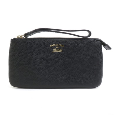 グッチ GUCCI クラッチバッグ ミニクラッチバッグ マルチポーチ レザー ブラック ユニセックス 368878【中古】 h32385a