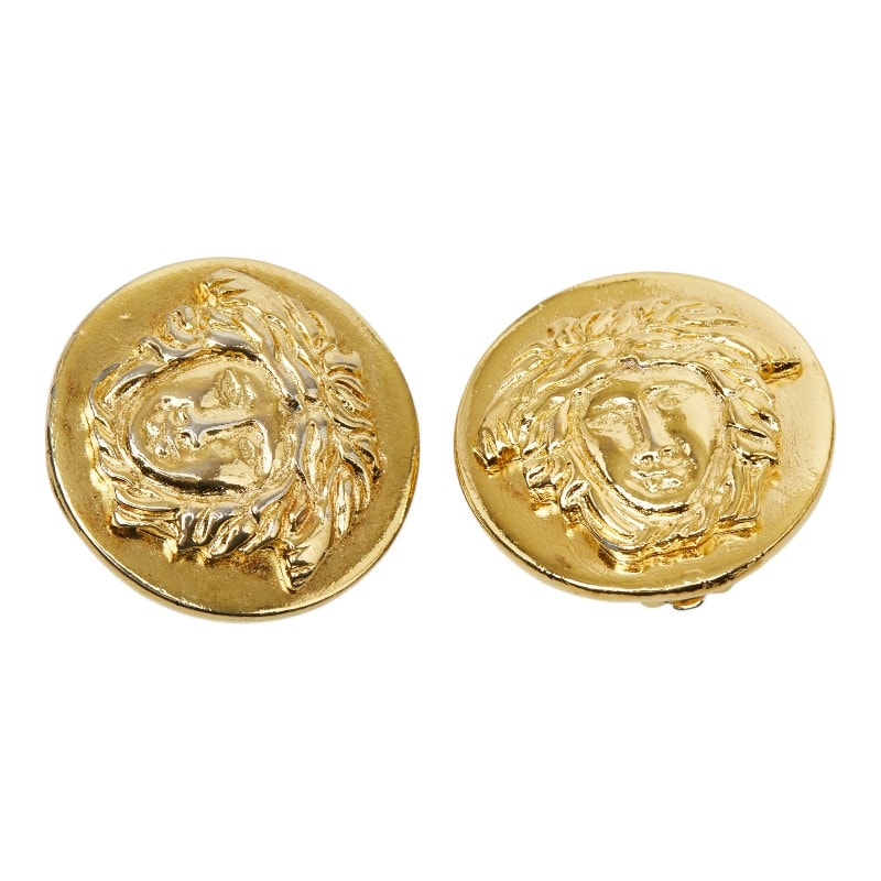 ヴェルサーチェ メデューサ ラウンド イヤリング ゴールド メッキ レディース VERSACE 【中古】