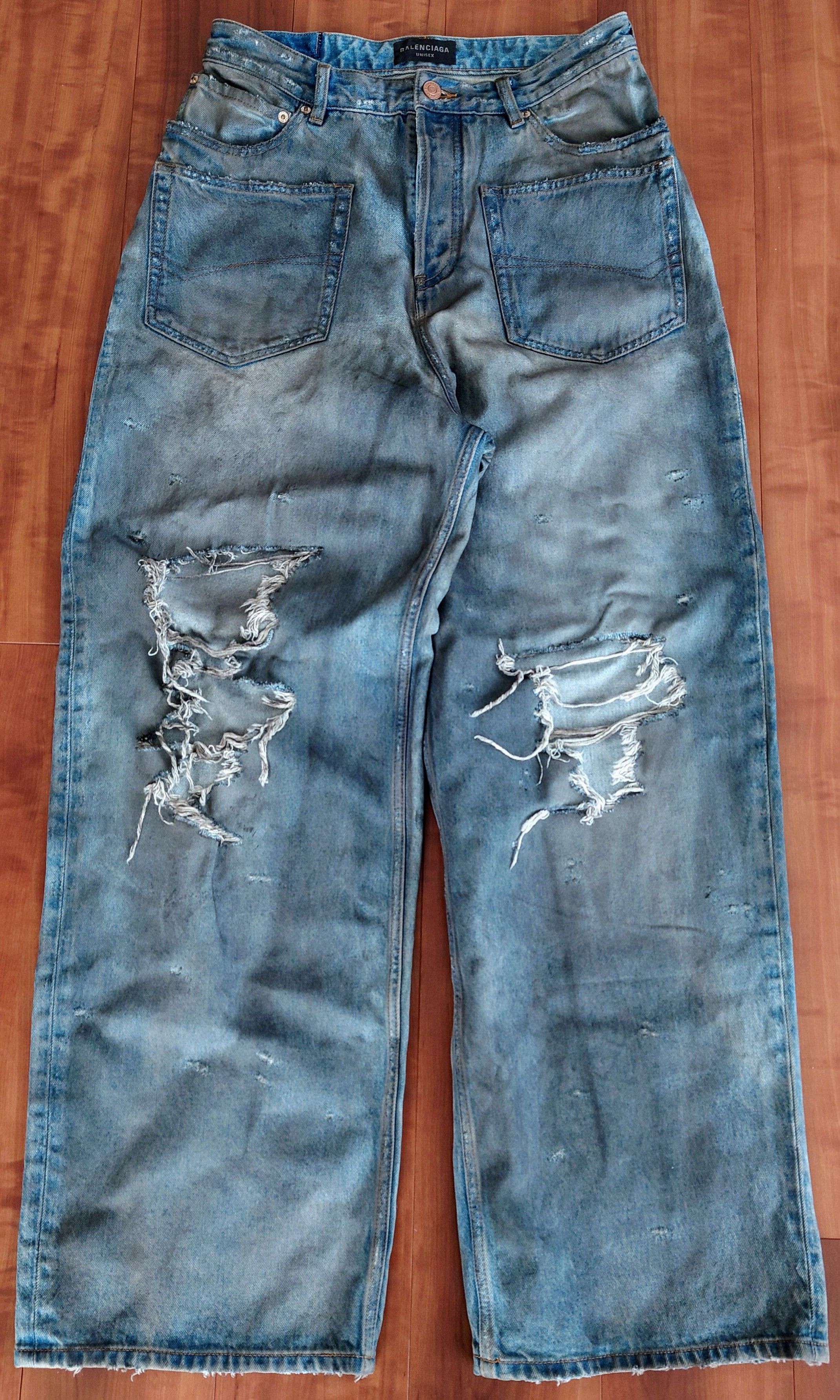 BALENCIAGA Patched Pocket Baggy Jeans "Blue"