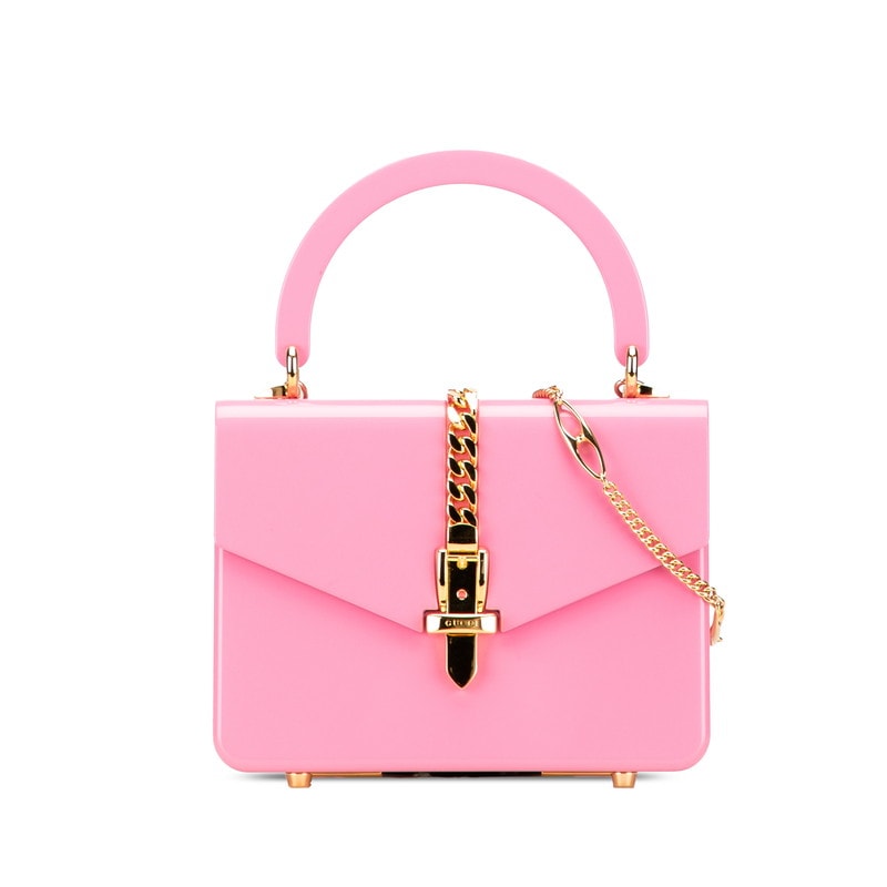 グッチ シルヴィ1969 ハンドバッグ チェーンショルダーバッグ 2WAY 589482 ピンク ゴールド プラスチック レディース GUCCI 【中古】