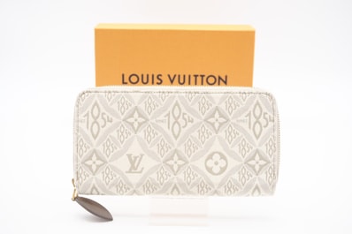 美品 LOUIS VUITTON ルイ・ヴィトン ジャガード Since1854 ジッピーウォレット M81172 長財布 アイボリー キャンバス レディース