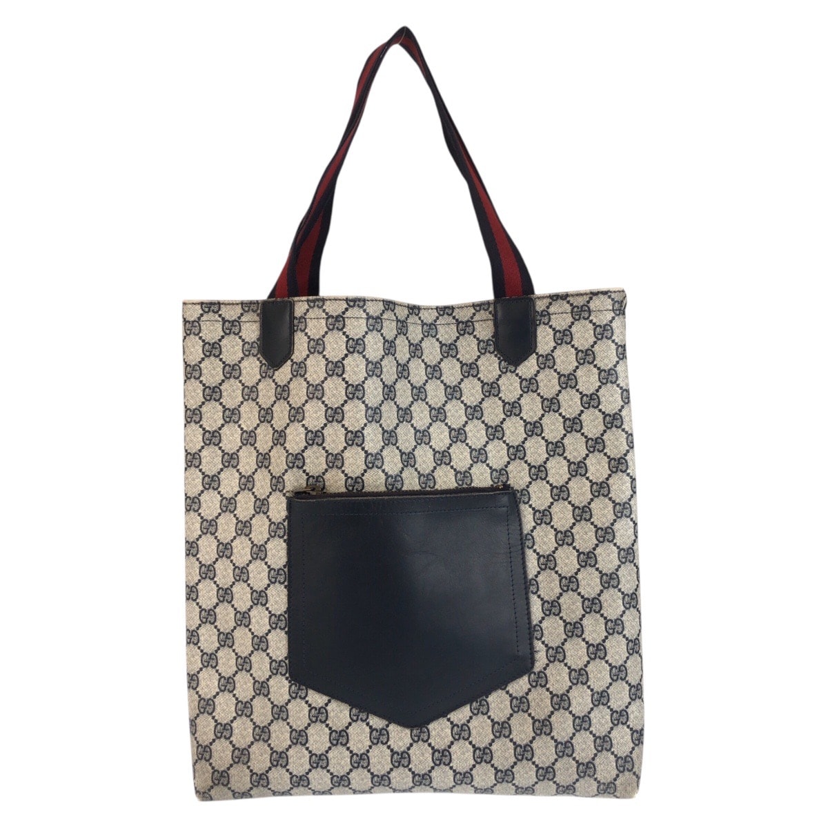 GUCCI グッチ ヴィンテージ シェリーライン グレー ネイビー ゴールド金具 GGスプリームキャンバス トートバッグ ショルダーバッグ 602138 【中古】