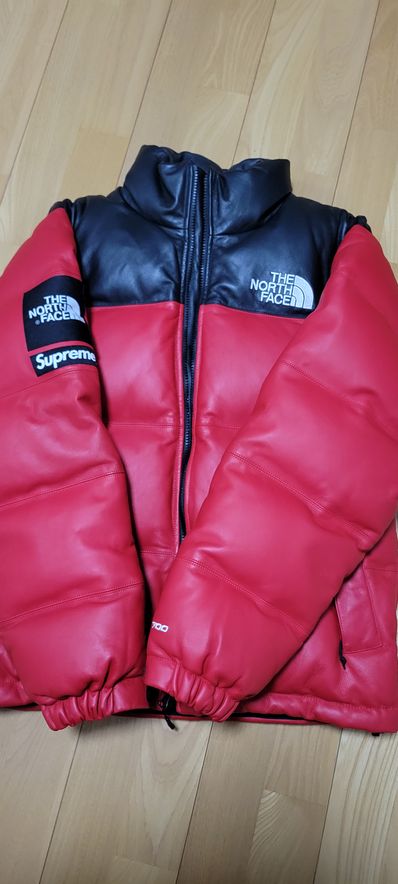 Supreme x The North Face Leather Nuptse Jacket "Red"
