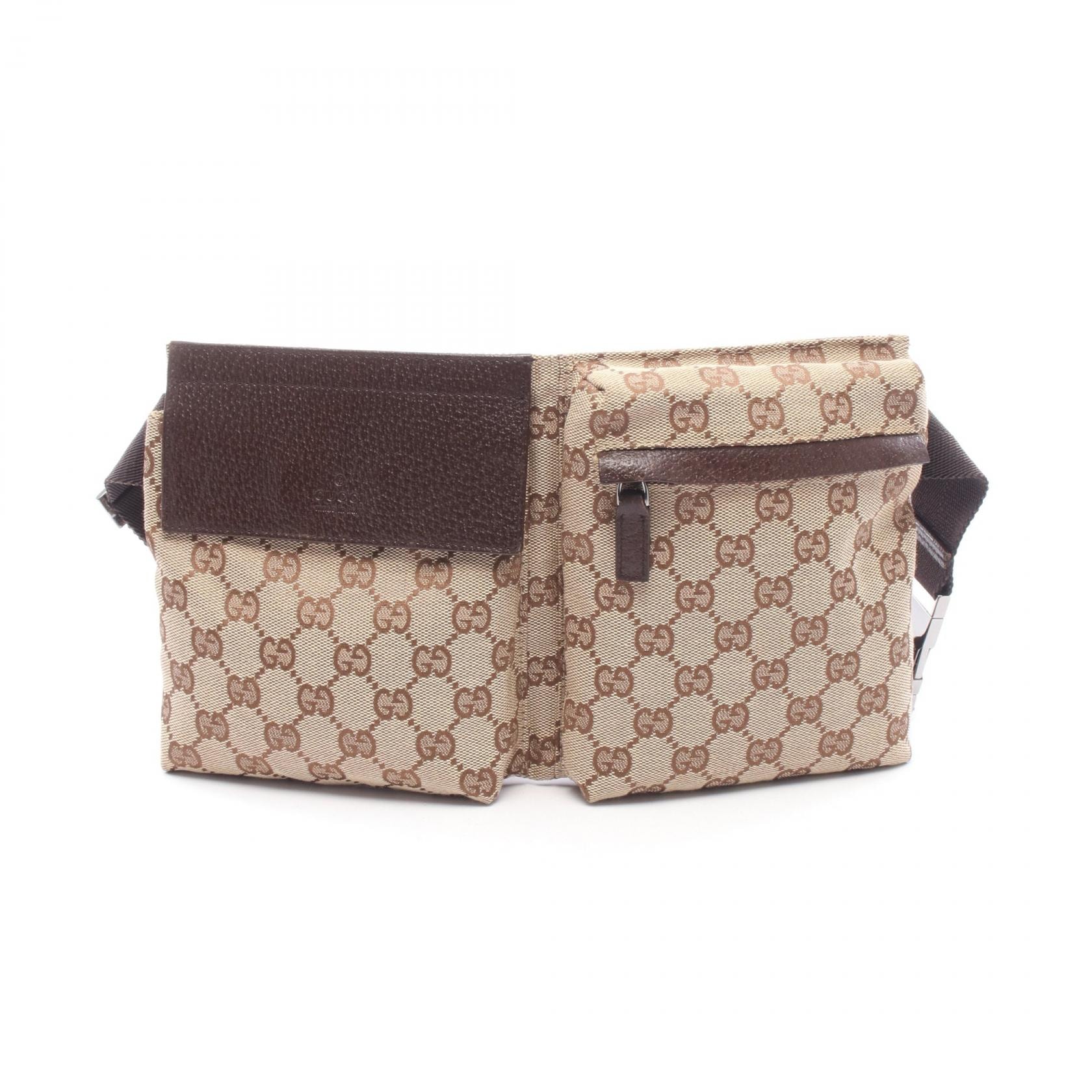 グッチ GUCCI GGキャンバス ウエストバッグ ボディバッグ バッグ キャンバス レザー メンズ レディース ベージュ系 / ブラウン系 28566 【中古】