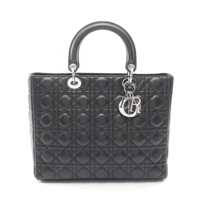 ディオール Dior レディディオール ラージ カナージュ ハンドバッグ バッグ レザー レディース ブラック系 【中古】