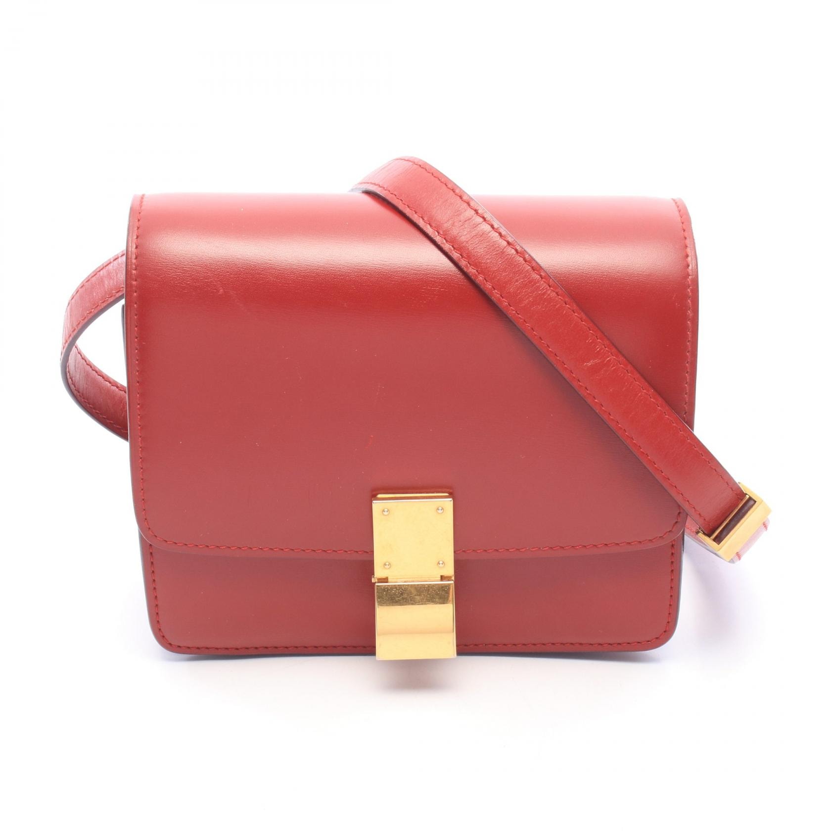 セリーヌ CELINE クラシックスモール ショルダーバッグ バッグ レザー レディース レッド系 164183DLS 【中古】