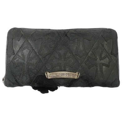CHROME HEARTS クロムハーツ(原本無) ウォレット ブラックシンフォニー証明書付属 REC F ZIP QUILTED セメタリークロスパッチ キルティング レザー ロングウォレット 長財布 ブラック系【中古】