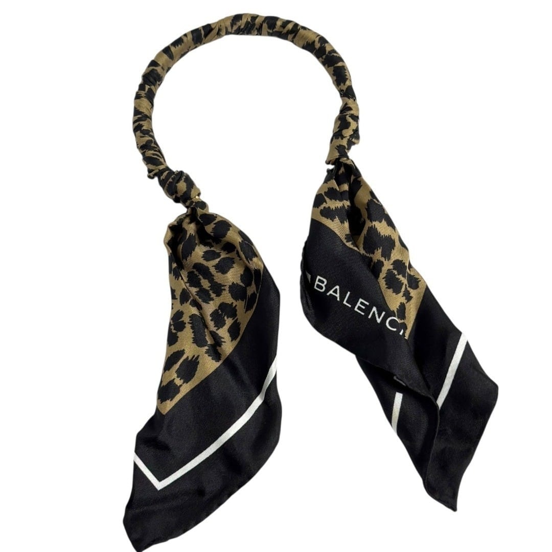 バレンシアガ レディース ネック スカーフ バンダナ シルク レオパード柄