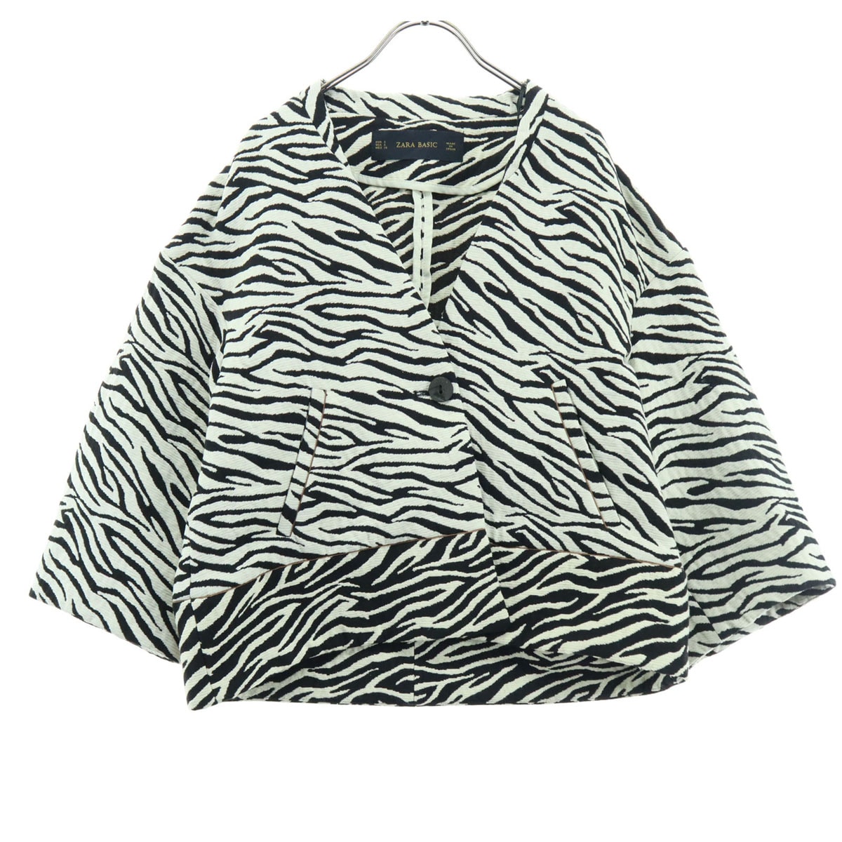 ZARA BASIC ザラベーシック ゼブラ柄 長袖 ジャケット S ホワイト系