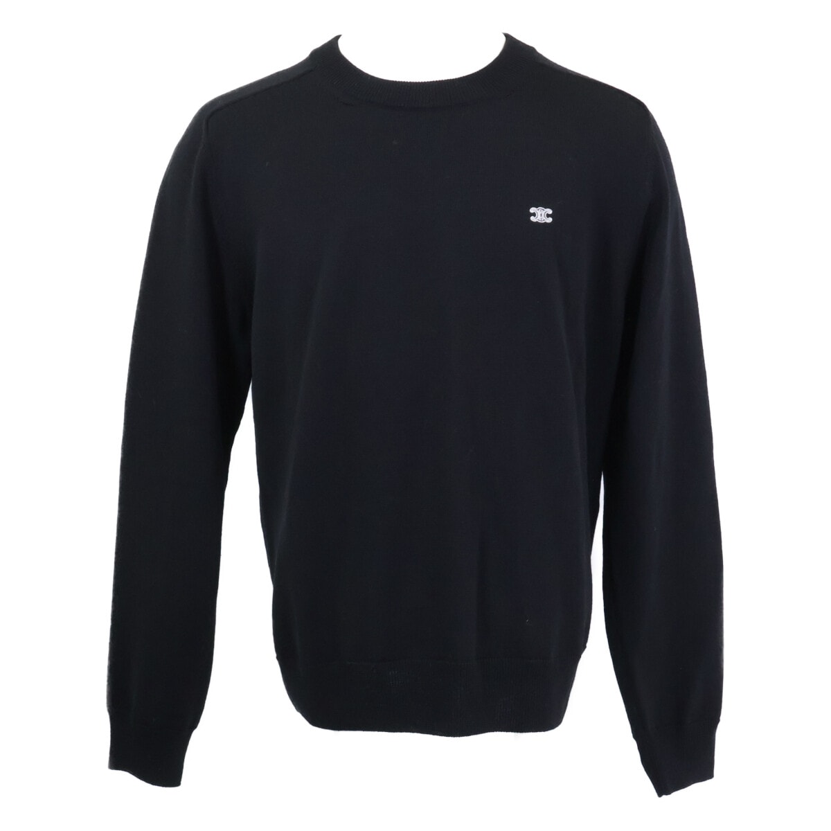 セリーヌ 美品 国内正規 2AH80322U トリオンフ刺繍 ウール クルーネック セーター ニット L