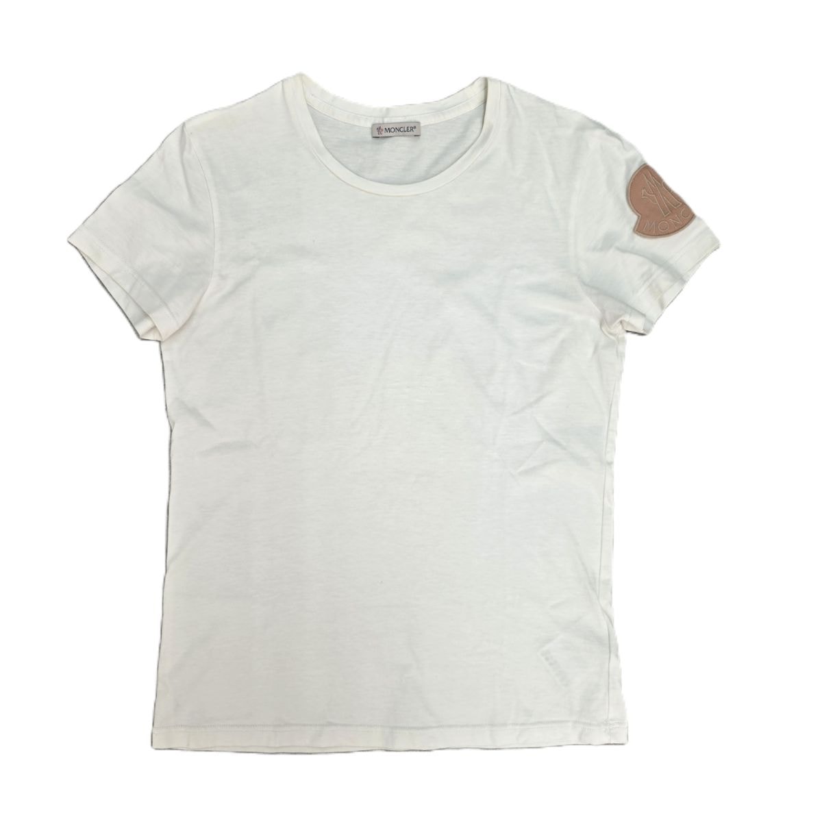 MONCLER モンクレール ラージ  ロゴ ワッペン 半袖Tシャツ F10938C71600 V8102 S コットン ホワイト  レディース【中古】