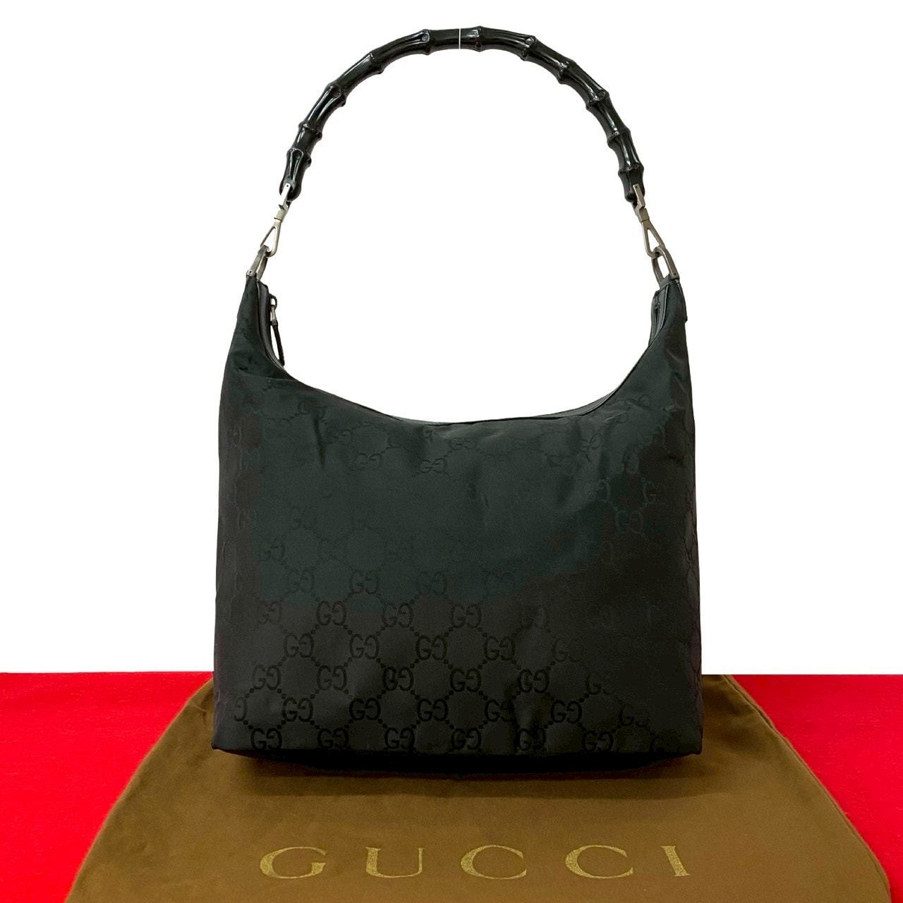 Yahoo!オークション 1円 GUCCI グッチ バンブー ナイロン ワンハンドル 