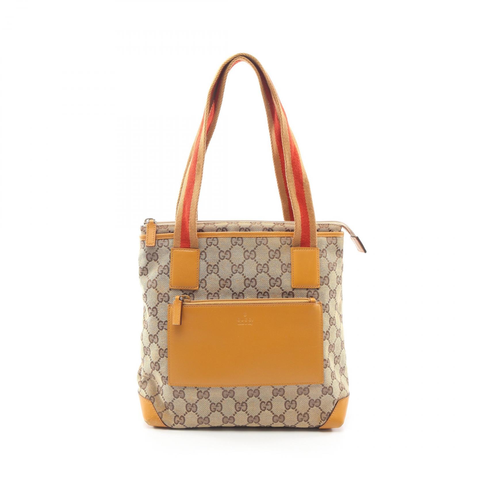 グッチ GUCCI GGキャンバス トートバッグ バッグ キャンバス レザー レディース ベージュ系 / ブラウン系 019 0402 【中古】