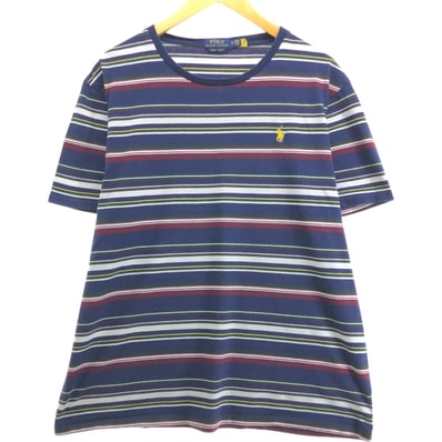 古着 ラルフローレン Ralph Lauren POLO RALPH LAUREN CUSTOM SLIM FIT 半袖 ボーダーTシャツ メンズXL相当/eaa551642
