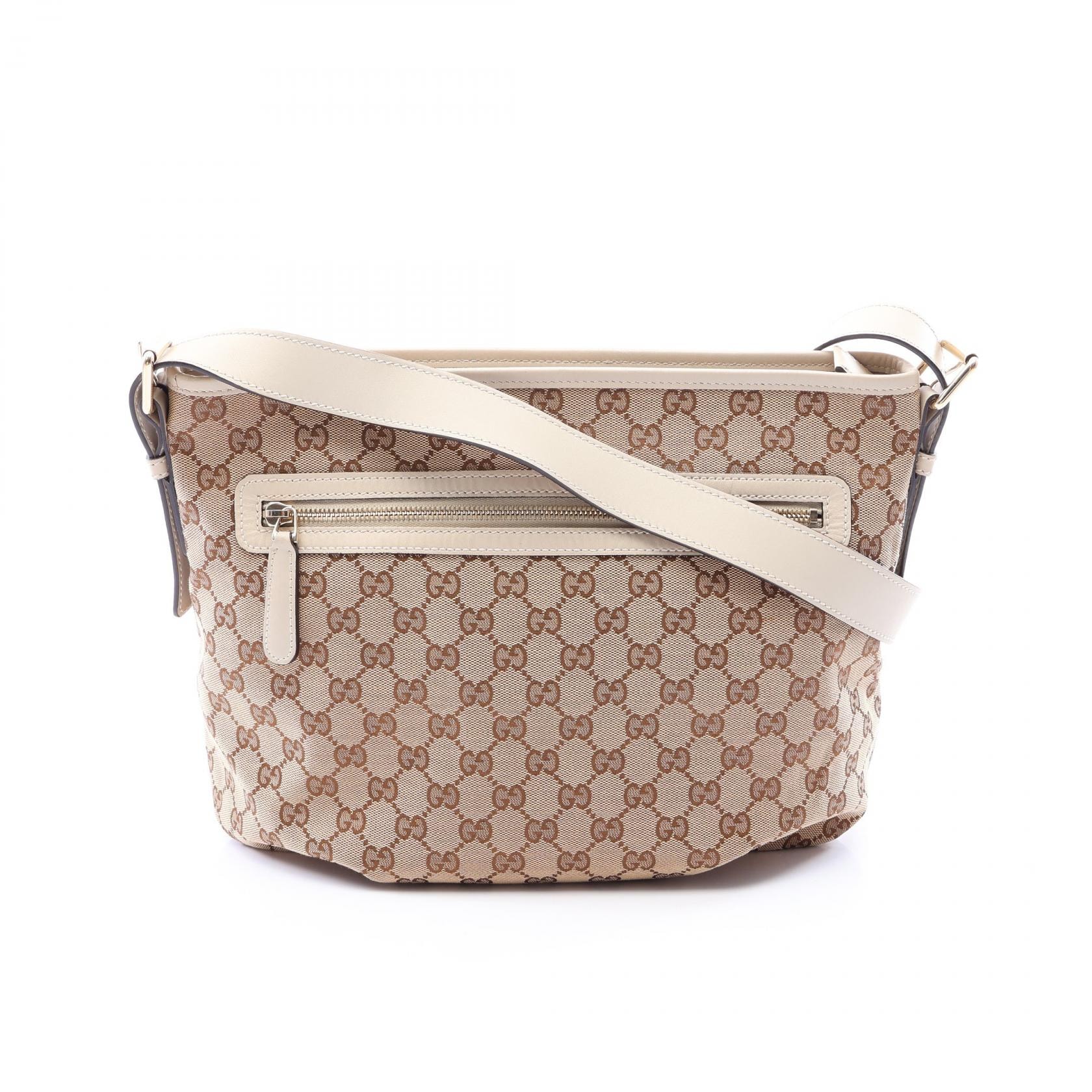 グッチ GUCCI GGキャンバス ショルダーバッグ バッグ キャンバス レザー レディース ベージュ系 / ホワイト系 388930 【中古】