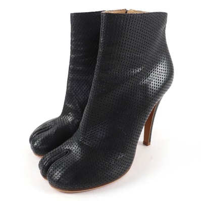 極美品 メゾンマルジェラ22 アンクルブーツ Tabi タビ ブラック レディース 37