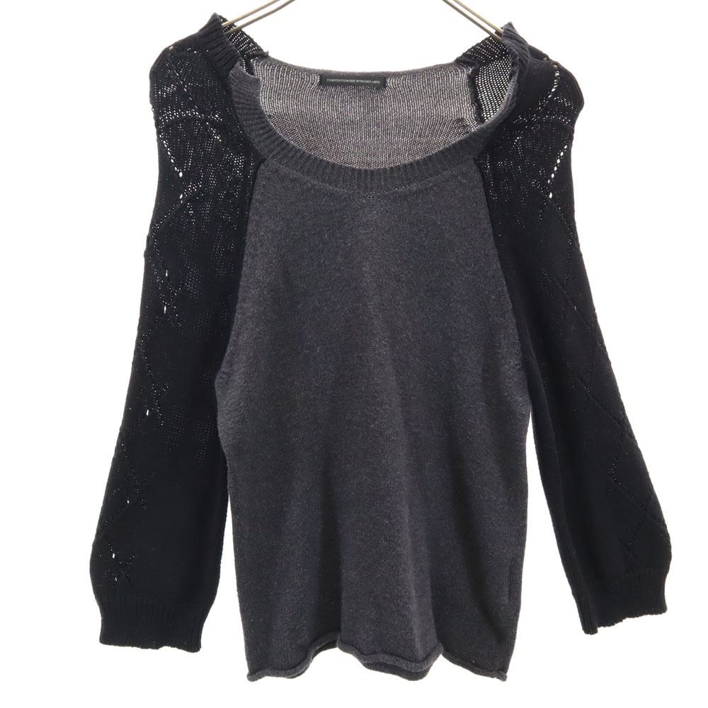 Y's ワイズ 日本製 7分袖 セーター 2 チャコールグレー COMPOSITION SEE ATTACHED LABEL ニット