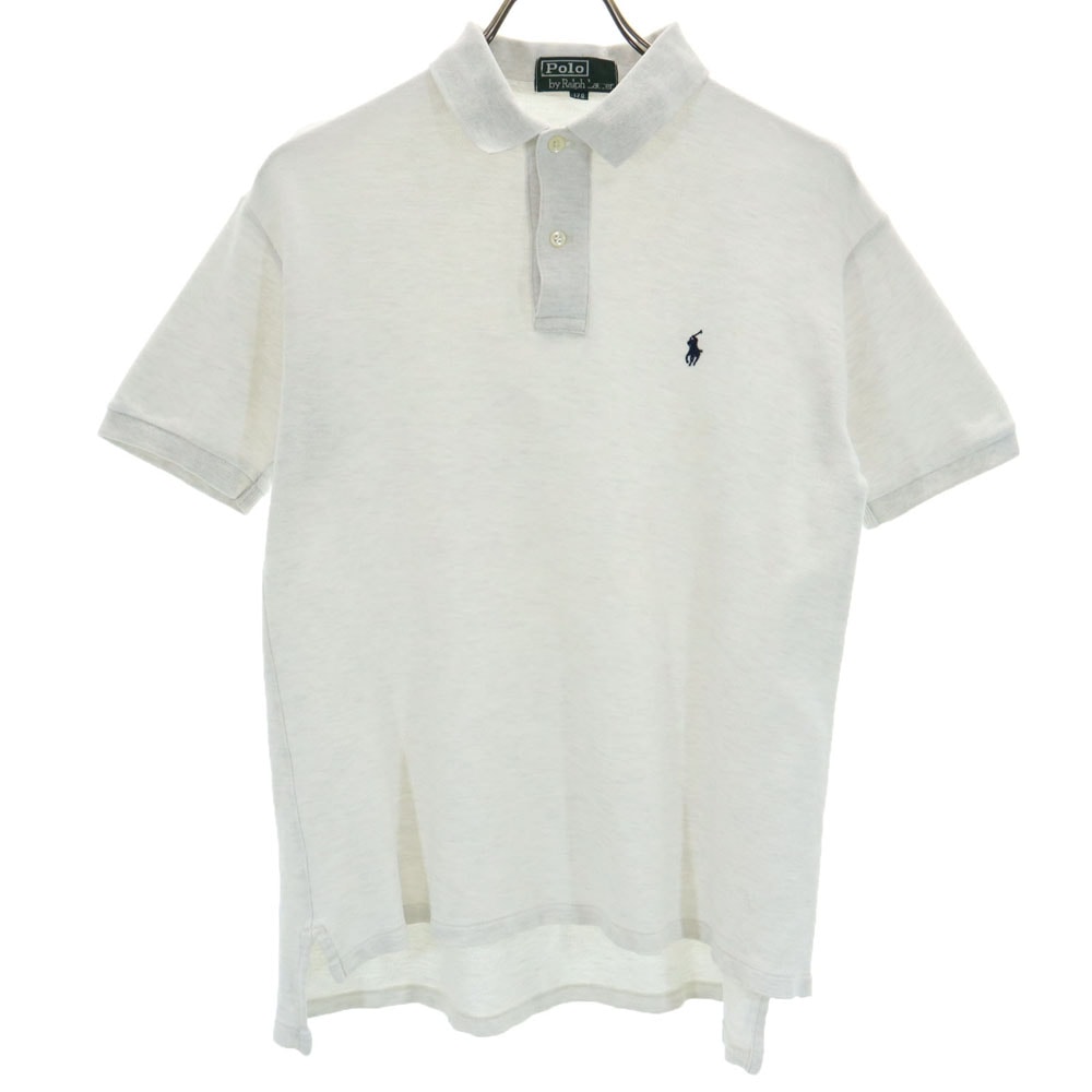 Polo by Ralph Lauren ポロバイラルフローレン 80s 緑タグ ヴィンテージ ボーイズ 半袖 ポロシャツ 170 ライトグレー 鹿の子