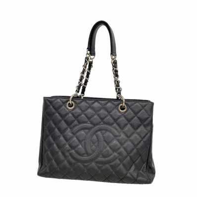 ★最終価格【6ie6872】シャネル チェーントート マトラッセ キャビアスキン ブラック シルバー金具【中古】レディース