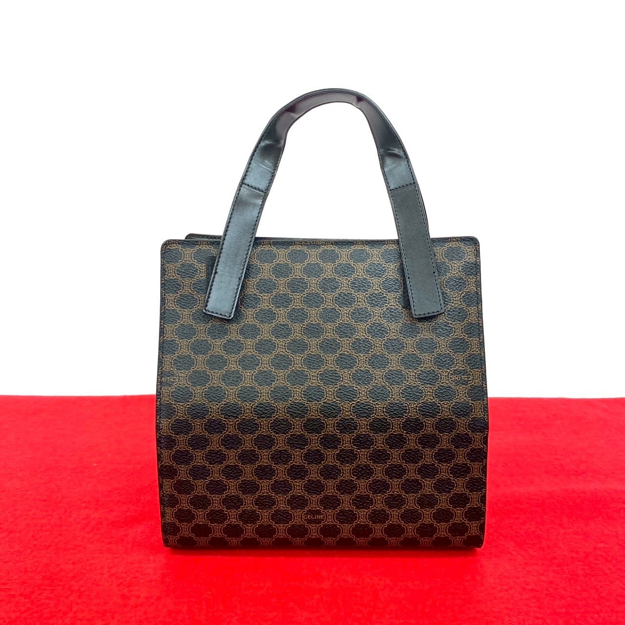 CELINE セリーヌ マカダム ブラゾン 柄 レザー PVC ハンドバッグ ブラック
31663