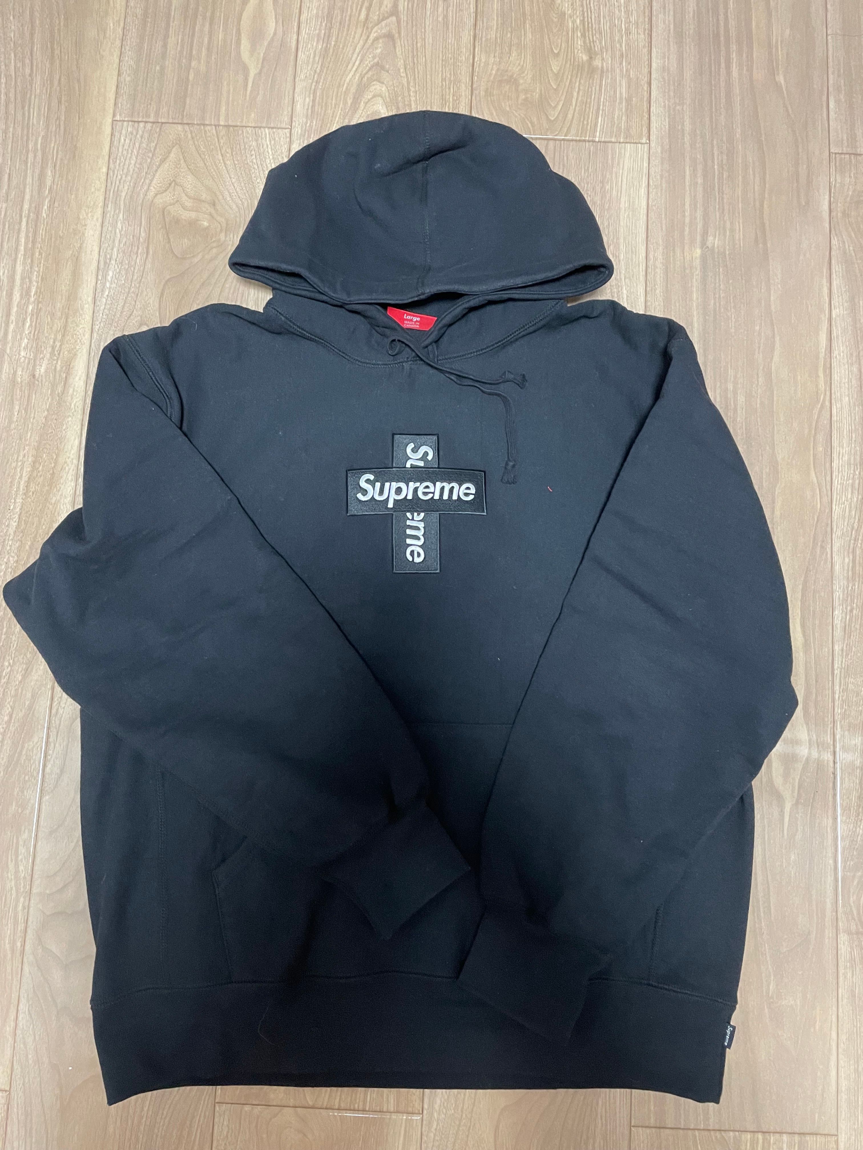 Supreme Cross Box Logo Hooded Sweatshirt "Black"