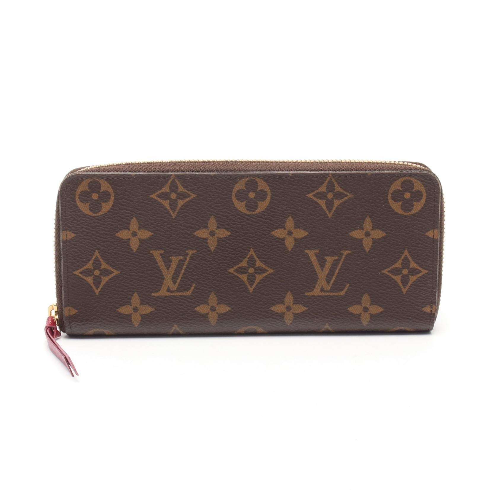 ルイ・ヴィトン LOUIS VUITTON ポルトフォイユ クレマンス ラウンド長財布 財布 レザー PVC モノグラム フューシャ レディース ブラウン系 / ピンク系 M60742 【中古】