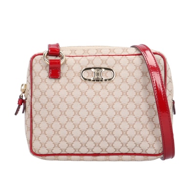 セリーヌ マカダム ショルダーバッグ キャンバス ベージュ レディース CELINE 中古