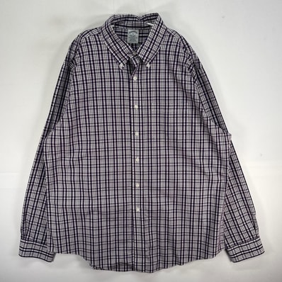 古着 ブルックスブラザーズ Brooks Brothers 長袖シャツ ボタンダウン 胸ポケ XL パープル系 チェック メンズ