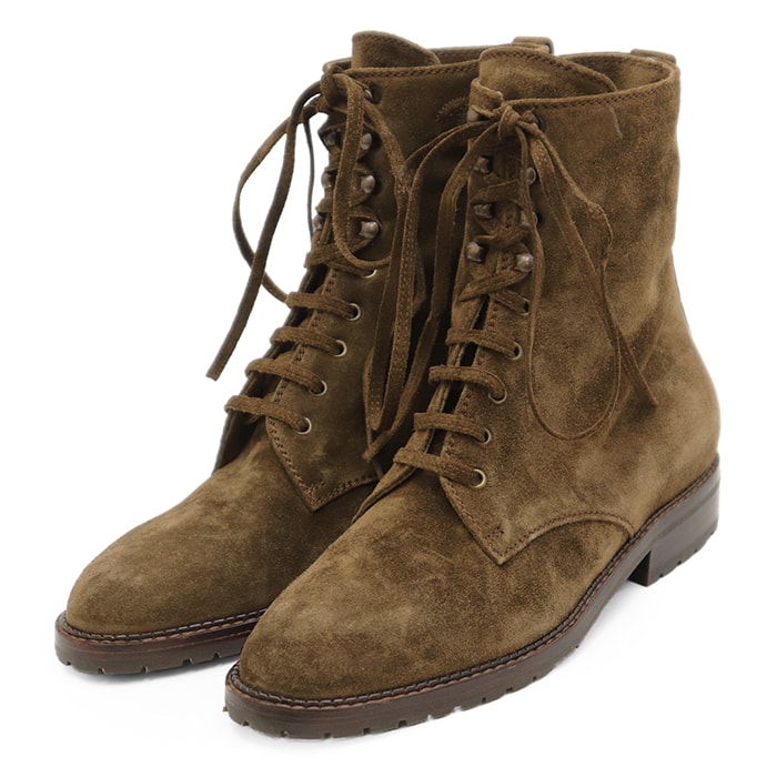 【未使用】CHANEL シャネル レースアップブーツ サイズ 36 レディース スエード シグネチャー ロゴ COCOマークエンブロイダリー 刺繍 シューズ 革靴 ブラウン 茶色 イタリア製