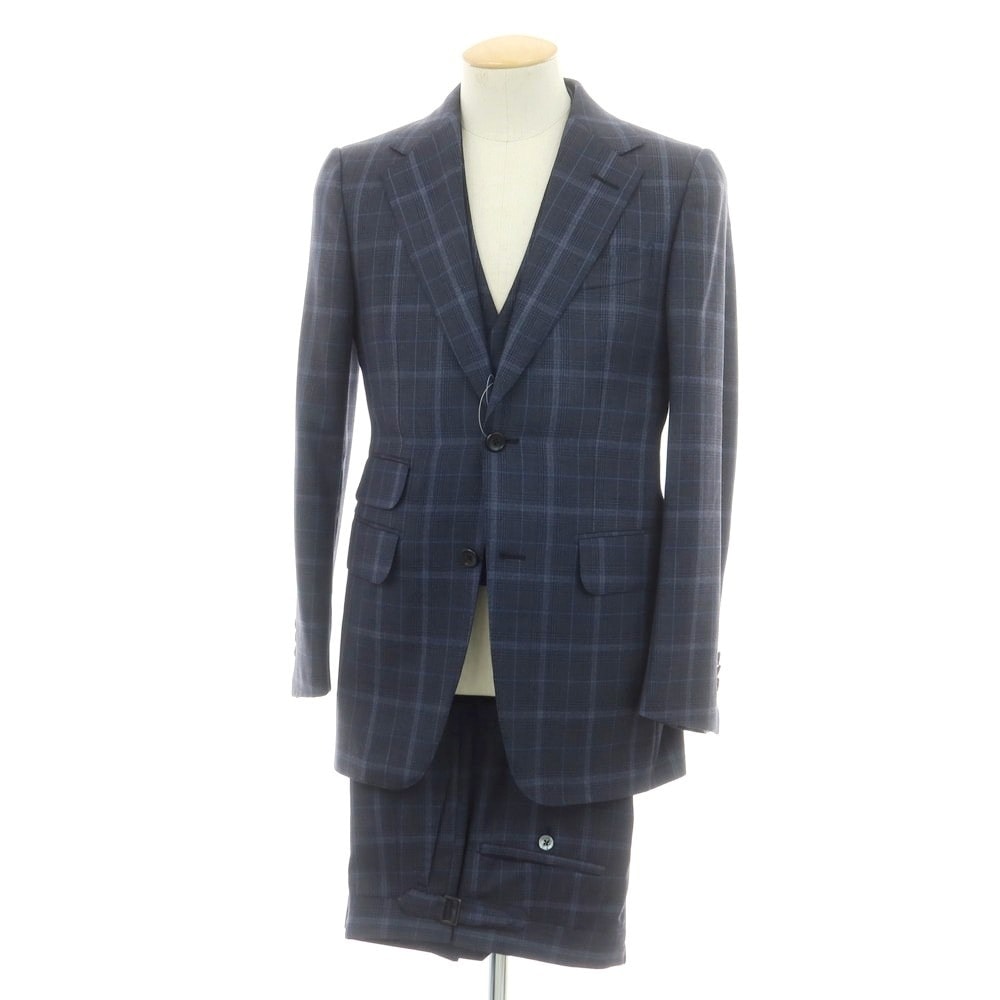 【中古】ダンヒル Dunhill ウールシルク 2つボタンスーツ ネイビー【サイズ44】【メンズ】