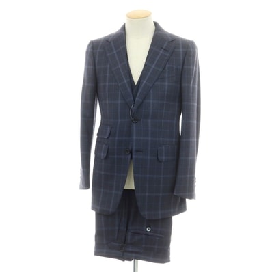 【中古】ダンヒル Dunhill ウールシルク 2つボタンスーツ ネイビー【サイズ44】【メンズ】