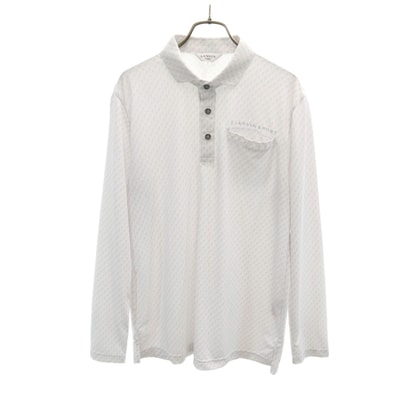 LANVIN SPORT ランバンスポール 日本製 総柄 長袖 ポロシャツ 40 ホワイト