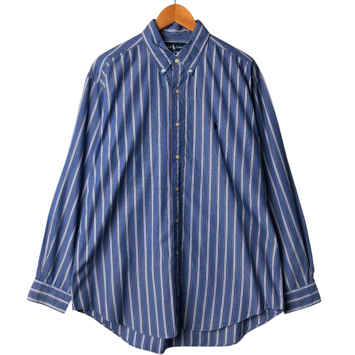古着 ラルフローレン Ralph Lauren BLAKE 長袖 ボタンダウンストライプシャツ メンズL相当/eaa565592