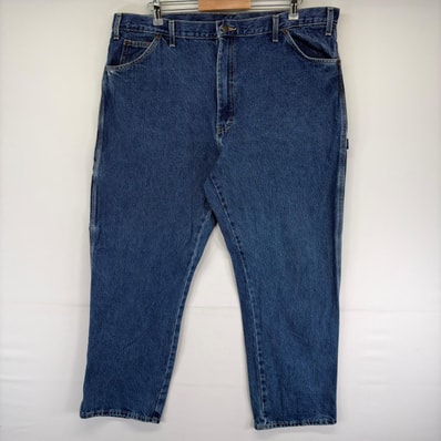 古着 ディッキーズ Dickies デニム パンツ ペインター スパナポケット 大きいサイズ ジップ ハンマーループ W42 L32 ブルー系 メンズ
