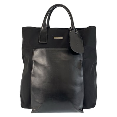 美品 GUCCI グッチ ブラック 黒 ナイロン レザー/ トートバッグ ハンドバッグ 601335 【中古】