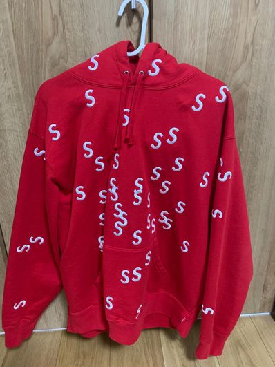Supreme Embroidered S Hooded Sweatshirt "Red"
