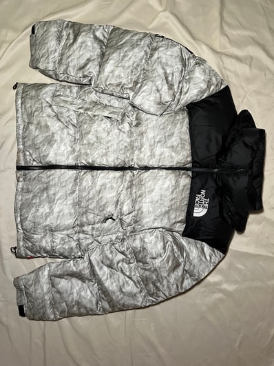 Supreme x The North Face Nuptse Jacket "White Paper Print"