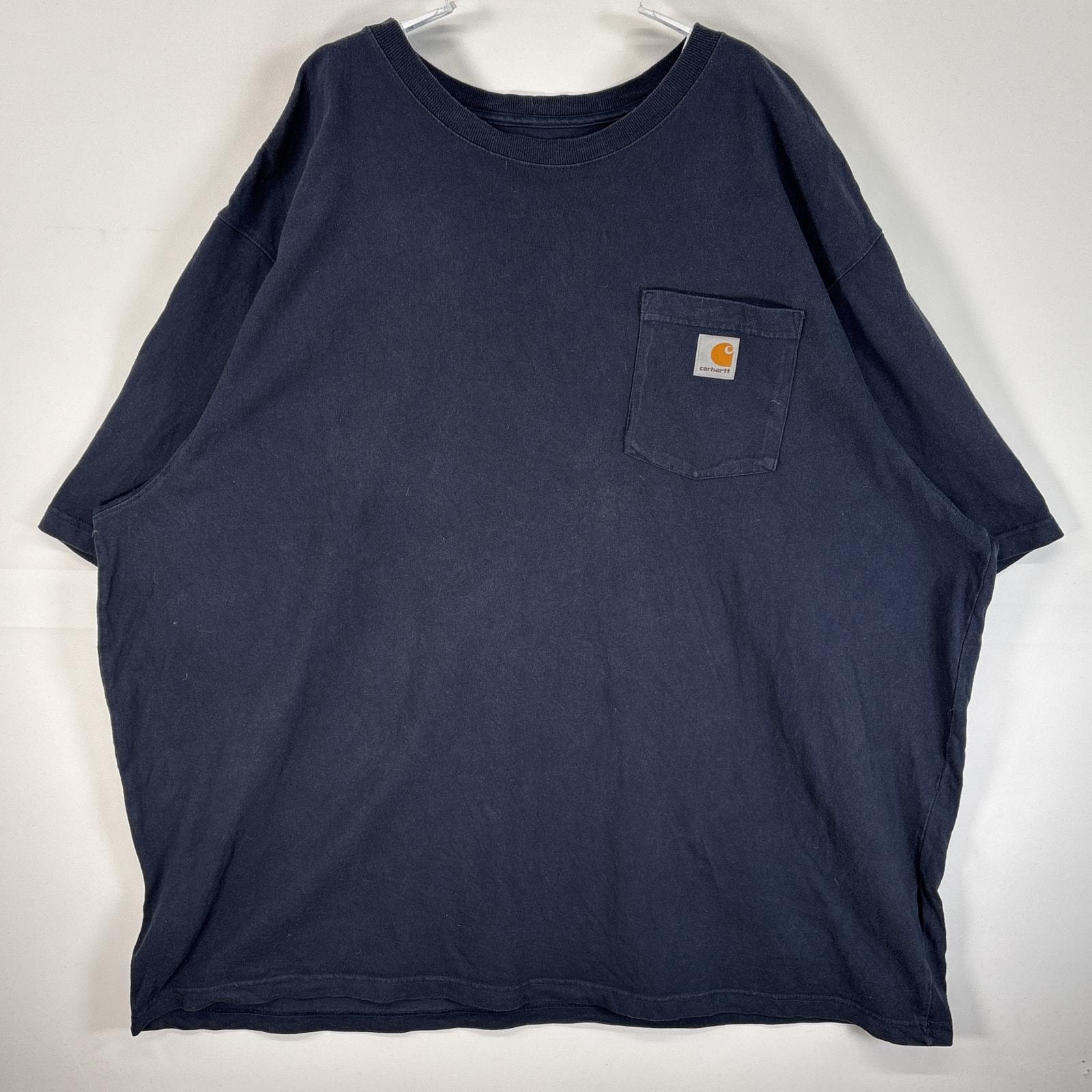 古着 カーハート Carhartt 半袖Tシャツ ワンポイント ロゴ 大きいサイズ 肉厚 3XL  ネイビー 無地 メンズ