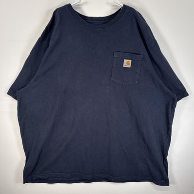 古着 カーハート Carhartt 半袖Tシャツ ワンポイント ロゴ 大きいサイズ 肉厚 3XL ネイビー 無地 メンズ