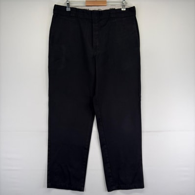 古着 ディッキーズ Dickies パンツ チノパン ワンポイント ストレート ジップ 874 スラックス ワーク w38 L32 ブラック メンズ