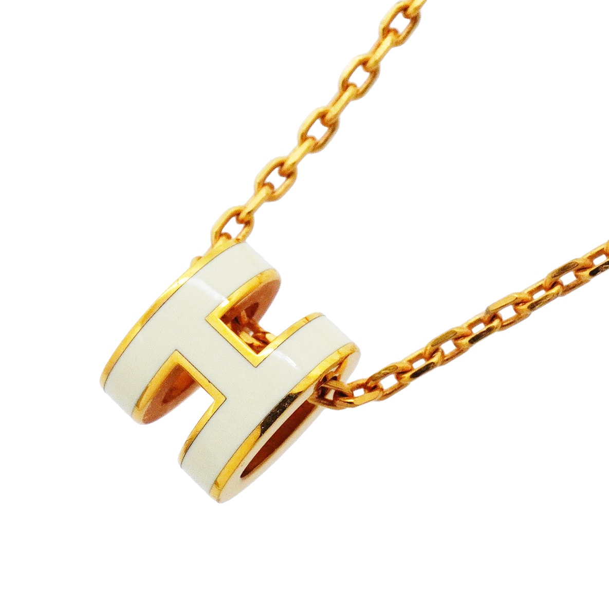 ★最終価格【6jgb0107-k】エルメス ネックレス ミニポップアッシュ GPメッキ ゴールド ホワイト【中古】レディース
