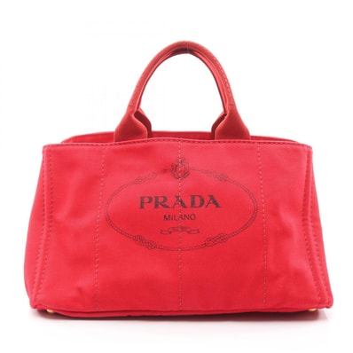 プラダ PRADA CANAPA カナパ トートバッグ バッグ キャンバス レディース レッド系 【中古】