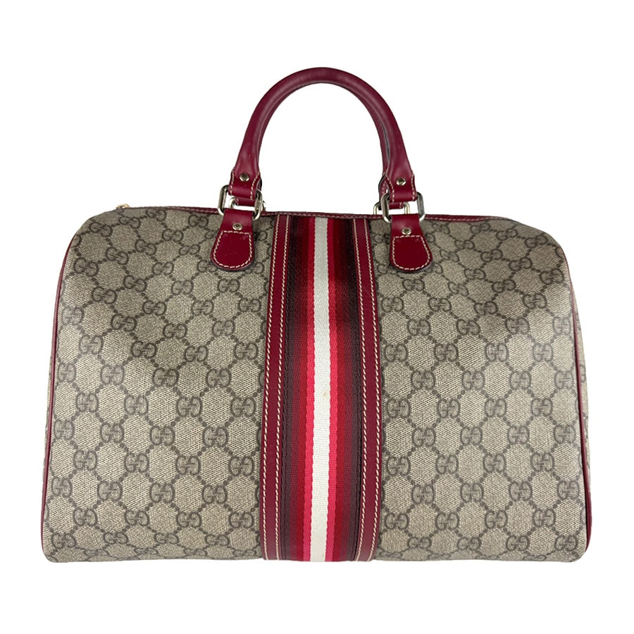 グッチ GUCCI ハンドバッグ ボストンバッグ GGスプリームキャンバス/レザー レッド/ブラウン ユニセックス 207942【中古】 z9275
