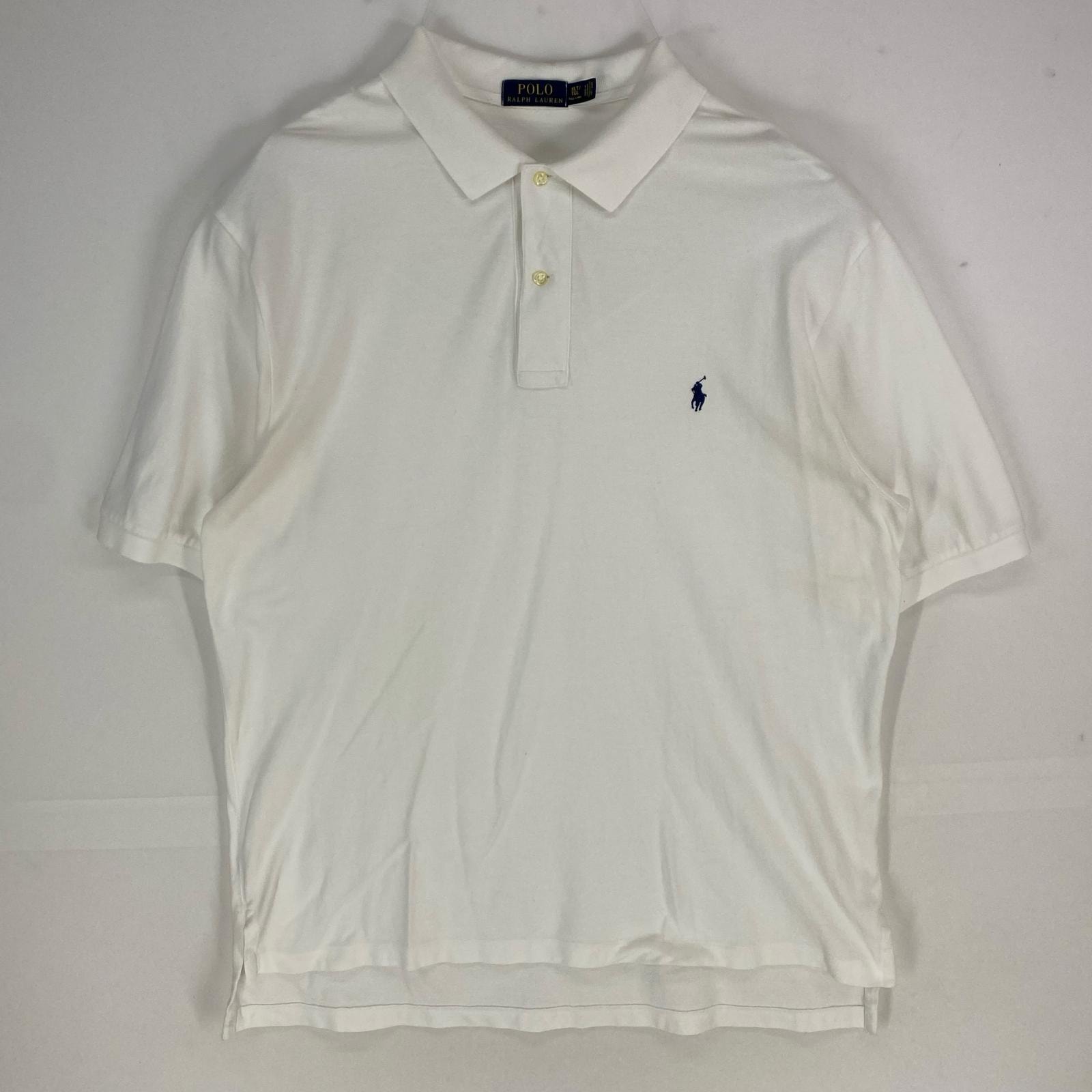 古着 ポロ・ラルフローレン POLO RALPH LAUREN 鹿の子 半袖シャツ ワンポイント ロゴ刺繍 ポロシャツ XLT ホワイト系 メンズ